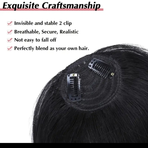 Black Human Hair Clip-In Bangs - Picture 4 of 8